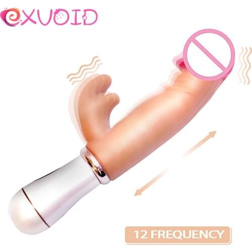 EXVOID Silicone Sex Toys for Women Realistic Penis AV Stick Flesh Dildo Vibrator Rabbit Vibrators G-spot Massager 12 Frequency