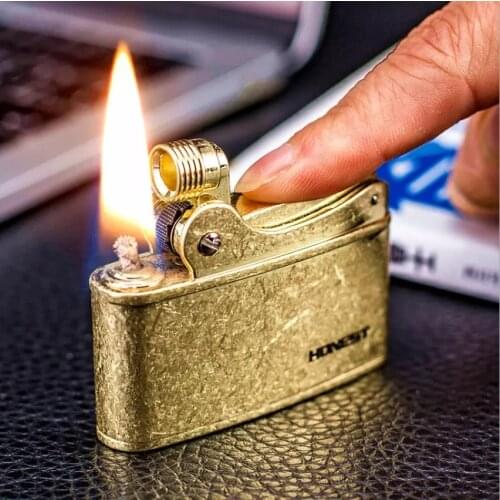 Honest Trench Brass Pressure Ignition kerosene Lighter Retro Mechanical Gasoline Oil Smoking Tool Gift