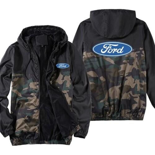 Mens jackets sportswear tops high quality casual Ford car logo printing Hooded Mens breathable jacket Hip hop street mens