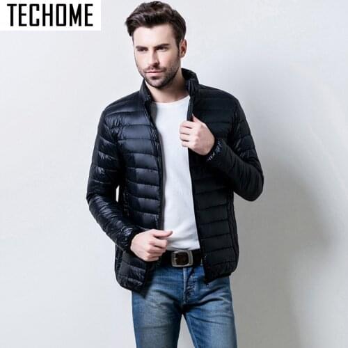 Down Parkas Fashion Mens Collar Outerwear Thin Coat 5XLm 6XL Autumn Winter-Duck Jacket Ultra light Men Coat Waterproof #Yrf589kg