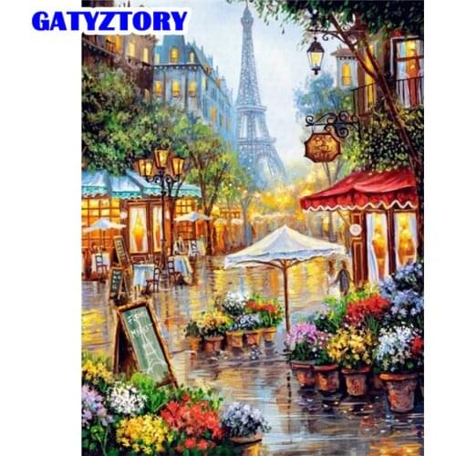 GATYZTORY Frame Paris Street DIY Painting By Numbers Modern Wall Art Canvas Painting Kits Coloring By Numbers For Home Decors
