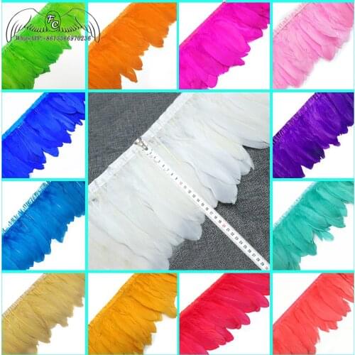 Wholesale 10Yards High Quality Natural Goose Feather Trim Fringe 13-18cm Dyed Goose Feather Ribbon Dress/Skirt DIY Accessories
