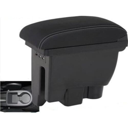 For Skoda Fabia/fabia 2 armrest box central Store content box+ 3USB Black Leather Center New Storage Box Modification