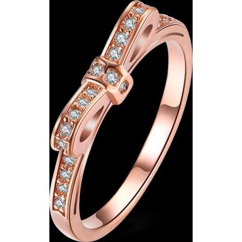 Luxury Women Jewelry White Zircon Bow Bridal Rings for Wedding Engagement Party Set Gifts Size 6 7 8 9 10