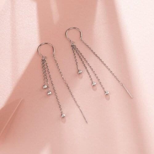 Fashion Tassel Long Earrings New Design Minimalist S925 Silvery Jewelry For Women Wedding Party Punk Elegant Valentines Gifts
