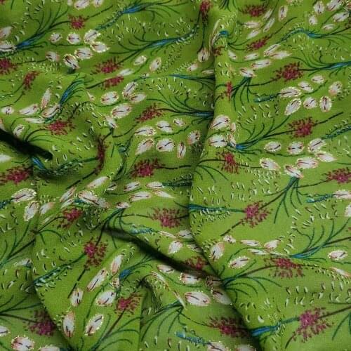 Bling Chiffon Flower Printed Glittery Fabric Shiny Soft Breathable Dress DIY Tissue