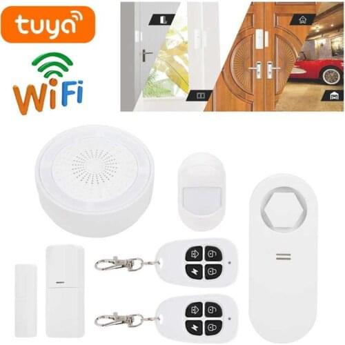 5V 2W WiFi Home Alarm System Door Window Sensor Alarm Siren Water Detector Remote Kit for Tuya