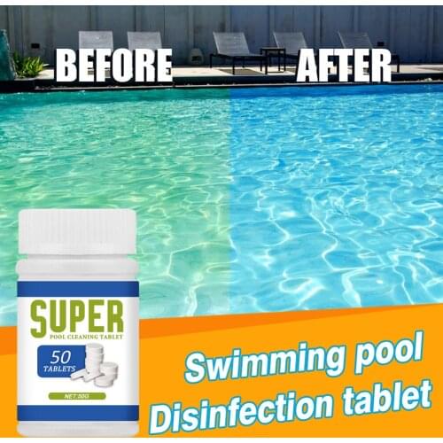 50pcs Swimming Pool Cleaning Tablets Disinfection Pills Chlorine tablets Instant Effervescent Pipes Cleaning Water Purification