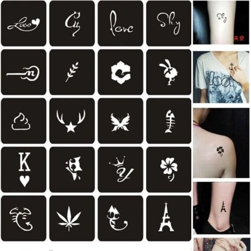 24PCS Airbrush Tattoo Stencil Woman Girl Kids Drawing Template Cute Cat Butterfly Henna Tattoo Stencil Glitter Tattoo Sjablonen