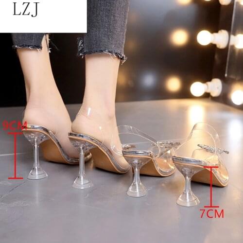 Transparent High Heels Sexy Pointed Toe Slip-on Wedding Party Brand Fashion Shoes for Lady Thin Heels Luxury Women Pumps 2020