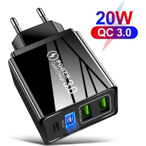 Quick Charge 3.0 PD USB Charger Universal 20W USB Type C Fast Charger Power Adapter For iPhone 12 Max Huawei Mate40 Xiaomi Phone