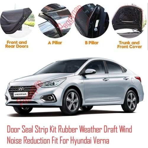Door Seal Strip Kit Self Adhesive Window Engine Cover Soundproof Rubber Weather Draft Wind Noise Reduction Fit For Hyundai Verna