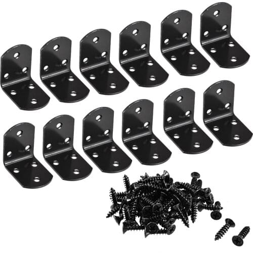 Uxcell Corner Brace Angle Bracket Fastener L Shape 50mmx50mmx37mm Black Round End 12pcs