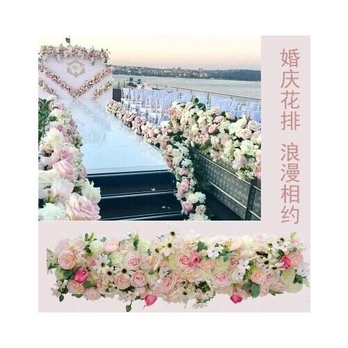 Hot pink romantic Wedding Pavillion Flowers decoration square canopy flower strips 4M x 26cm aisle table flower runner decor