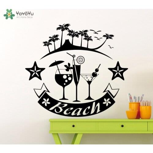 YOYOYU Wall Decal Sea Cocktails Vinyl Wall Sticker Holiday Themes Palms Beach Art Decor Home Adventure Interior AccessoriesSY534