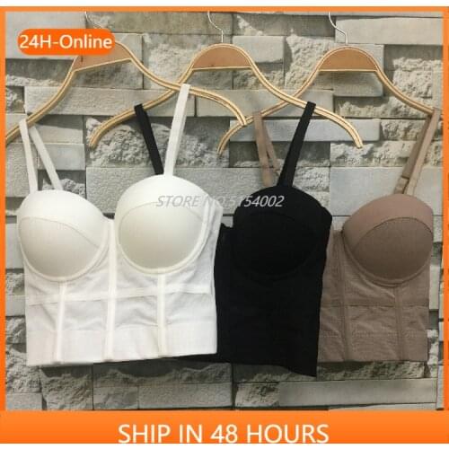S M L XL 2XL Fashion Mesh Push Up Bralet Womens Corset Bustier Bra Night Club Party Long Sexy Cropped Top Vest Plus Size