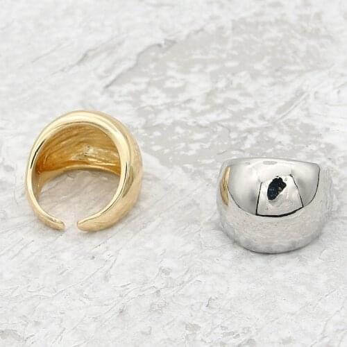 2020 Punk Fashion Gold Silver Color Smooth Thick Wide Ring Women Men Metal Opening Adjustable Finger Ring Simple Jewelry