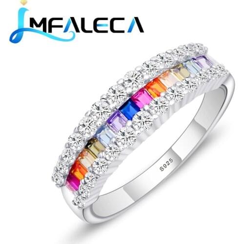 LMFALECA Silver Rings for Women Real 925 Sterling Silver Jewelry Multicolor Zircon Gemstone Birthstone Wedding Engagement Ring