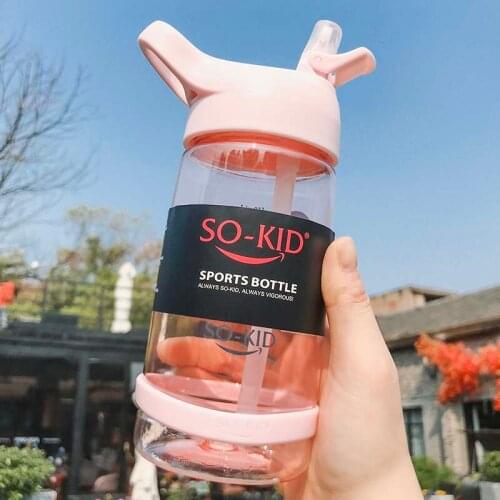 460ml Hot 1Pc Baby Kids Children Cartoon Animal School Drinking Feeding Water Straw Bottle Straw Sippy Cup