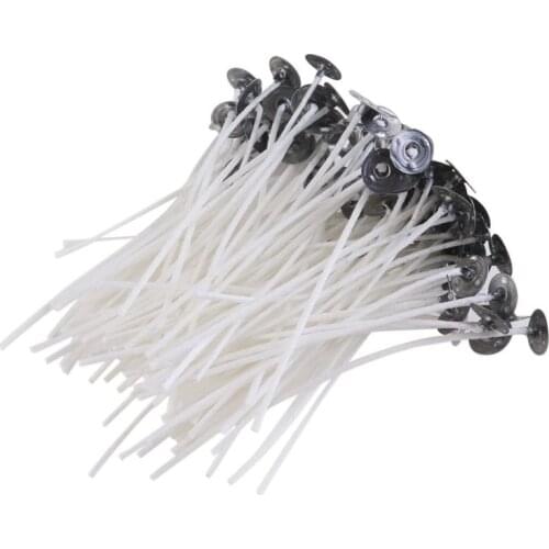 100PCS/LOT Candle Wick pure cotton smokeless candle wicks 8 9 10 11 12 15cm with iron base For Festival Candle