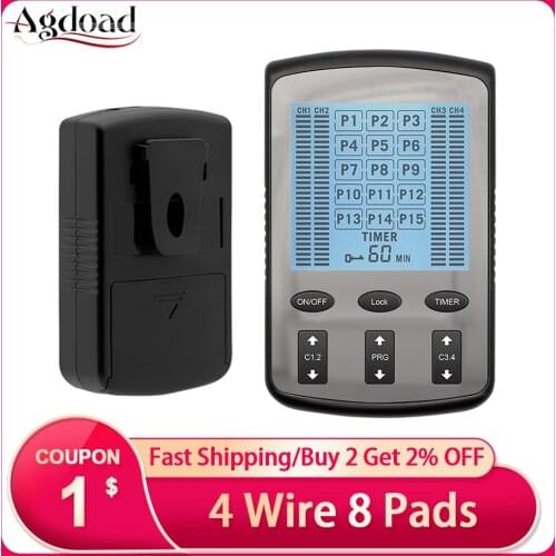 AGDOAD 15 Modes Electric Pulse Massager 4 Output EMS Nerve Muscle Stimulator Low Frequency Physiotherapy Treatment Tens Machine
