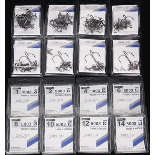 15 Pieces/Box 5003 Tweeter Black Nickel Size 1-14 Alloy Material Barbed Hook Round Shape For Parker Bass Fishing Tool