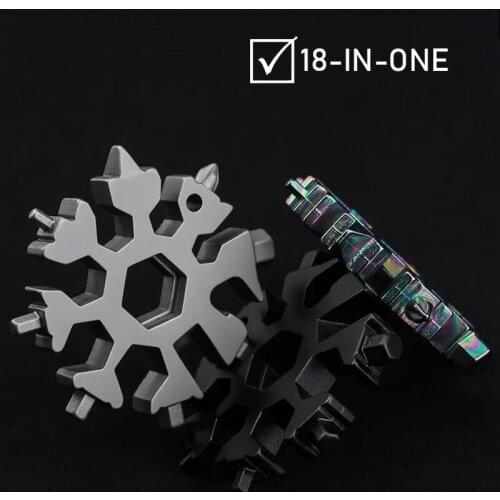 18 In 1 Snowflake Multi Tool Pocket Keyring Spanner Hex Wrench Multifunction Multipurpose Camp Survive Outdoor Sport Hike