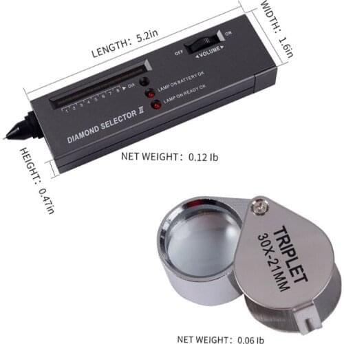 2 in 1 Diamond Tester＋30X LED Magnifying Glasses Jeweler Tool Pocket Jewelry Loupe Jewelers Eye Glass Magnifier Tools