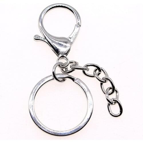 3pcs 30mm Key Ring Long 70mm Popular Classic Rhodium Plated Lobster Clasp Key Hook Chain Jewelry Making For Keychain