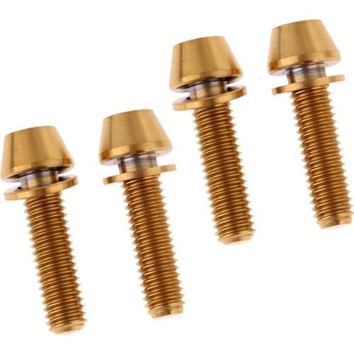 4Pcs M5x16+M5x20mm Titanium Alloy Bicycle Bike Bolts Taper Head Screw with Washer Gasket