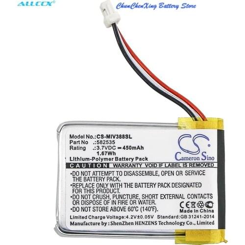 Cameron Sino 450mAh Battery for Abee M3, V31, V35, V51, For HP F210, F300, F310, F520, F520G, For Mio Mivue 388,For Whistler WP7