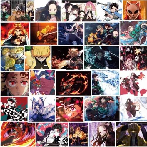 30Pcs Demon Slayer: Kimetsu no Yaiba Anime Stickers PVC Decal Graffiti Scrapbooking Luggage Guitar For Children Toy Stickers