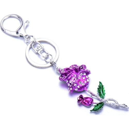 Rose shape Choker Keychain for Women Crystal Animal Pendant Keychain Silver Color Choker Jewelry Dropshipping 2020 Wholesale