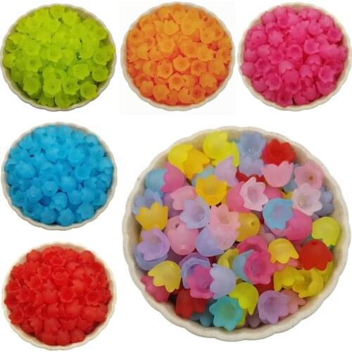 100Pcs Six Petals Flower Beads Caps for Jewelry Making Spacer Beads Transparent Frosted Accessories DIY Supplies New Wholesale