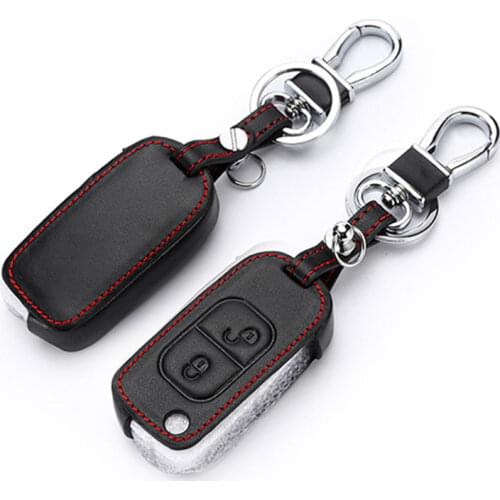 Genuine Leather Car Key Case Cover For Mercedes Benz Smart Fortwo Forfour City Roadst w212 w124 gla cla amg Shell Skin Protect