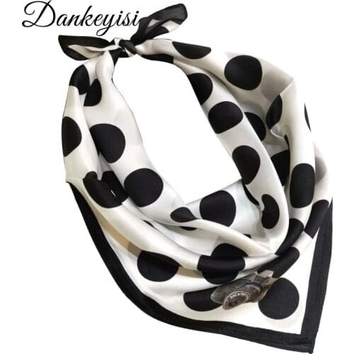 DANKEYISI Real Silk Scarf Female Hair Tie Band For Business Party Women Elegant Small Skinny Retro Head Neck Silk Satin Scarf