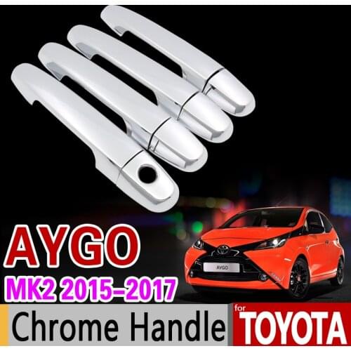 For Toyota Aygo MK2 2015 2016 2017 2018 Chrome Handle Cover Trim Set of 2Dr 4Dr Never Rust Car Accessories Sticker Car Styling