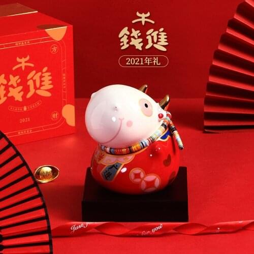 MCJ Make a fortune Oxen piggy bank cute piggy bank big piggy bank Ceramic Piggy Bank piggy bank for kids