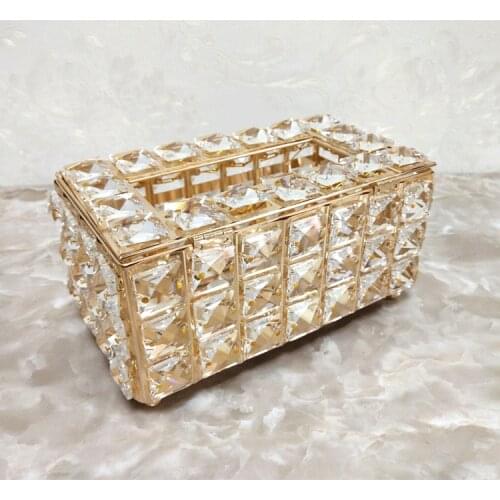 European Style Metal Crystal Tissue Box Tissue Napkin Holder Kitchen Living Room Dining Room Decoration Desk decoration