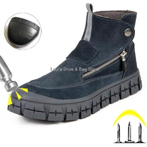 New Design High Top Welder Shoes Anti-Slip Steel Toe Work Safety Boots Men Anti-Stab Work Sneakers Male Safety Shoes Protective