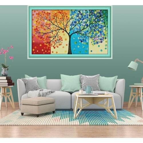 Four Seasons Money Tree Counted Cross-stitch Kits 11CT 14CT Handwork Beginner Embroidery Needlework Painting Factory Wholesale