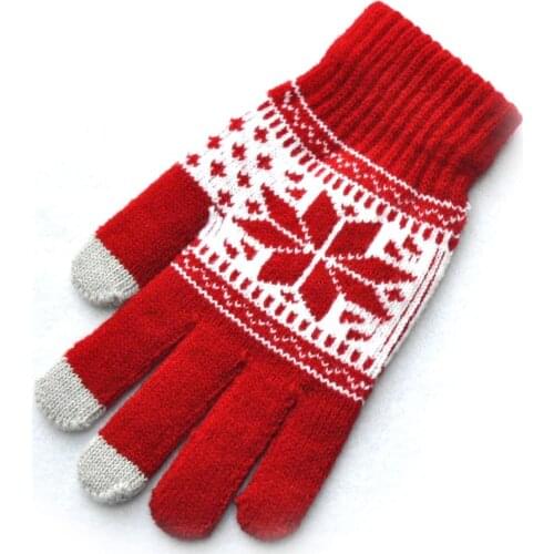 New Hot Sale Fashion Guantes Men & Women Winter Warm Gloves 9 Colors Knitting Snowflake Pattern Full Finger Gloves&Mittens T1