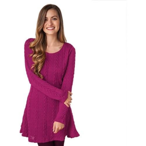 Autumn Sweater Dress O Neck Full Sleeve Knitted Dresses Women 21 Elegant Plus Size Clothes Casual Sweater Dress Female CX1685