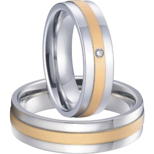 Custom Bridal Pair his and hers titanium steel couples wedding rings sets 2015 new gold color alliances anel