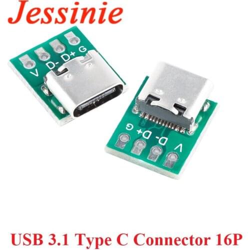 10/5/1pcs TYPE-C USB 3.1 Type C Connector 16 Pin Test PCB Board Adapter 16P Connector Socket For Data Line Wire Cable Transfer