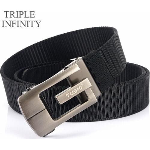 Luxury Nylon Jeans Belt For Men High Quality Metal Automatic Buckle Casual Adjustable Durable Male Fabric Belts Cowboy Waistband