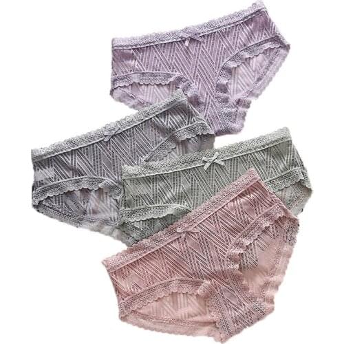 Sexy ladies briefs Breathable lace panties hollow transparent womens underwear cotton pants ladies shorts