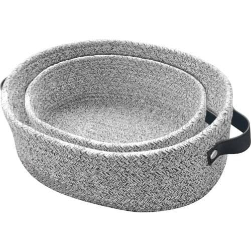 Woven Soft Basket For Storage With Handles Cotton Oval Storage Organizer for Home Toy Snacks Cosmetic