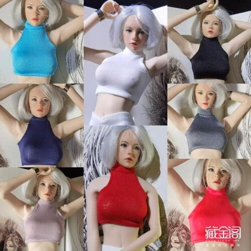 CJG-W034 1/6 Female Shaved shoulders tight T-shirt bottoming vest High neck T-shirt waist vest For 12inch TBL Figure Body Doll