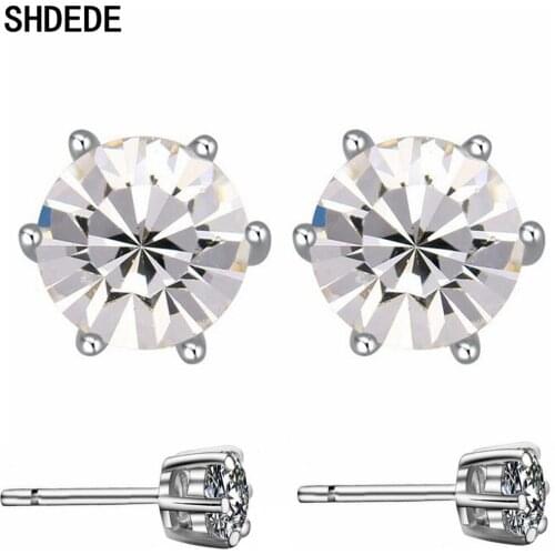 SHDEDE Stainless Steel Needles Stud Earrings Women Wedding Jewelry Embellished With Crystals From Swarovski Party Gift -20100